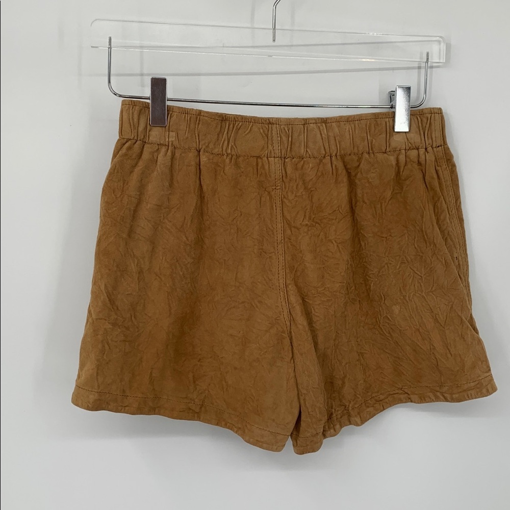 Zadig & Voltaire Paxi suede leather shorts crinkle cognac brown new 36 Small S - Picture 3 of 5